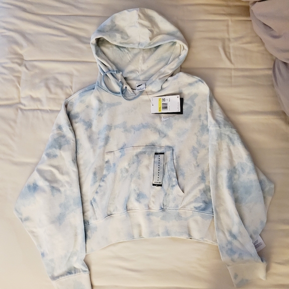 Nike Tops - New Nike Blue Tie Dye Cropped Hoodie Small